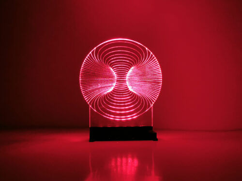 Moebius red lampă cu plexiglas iluminat color.